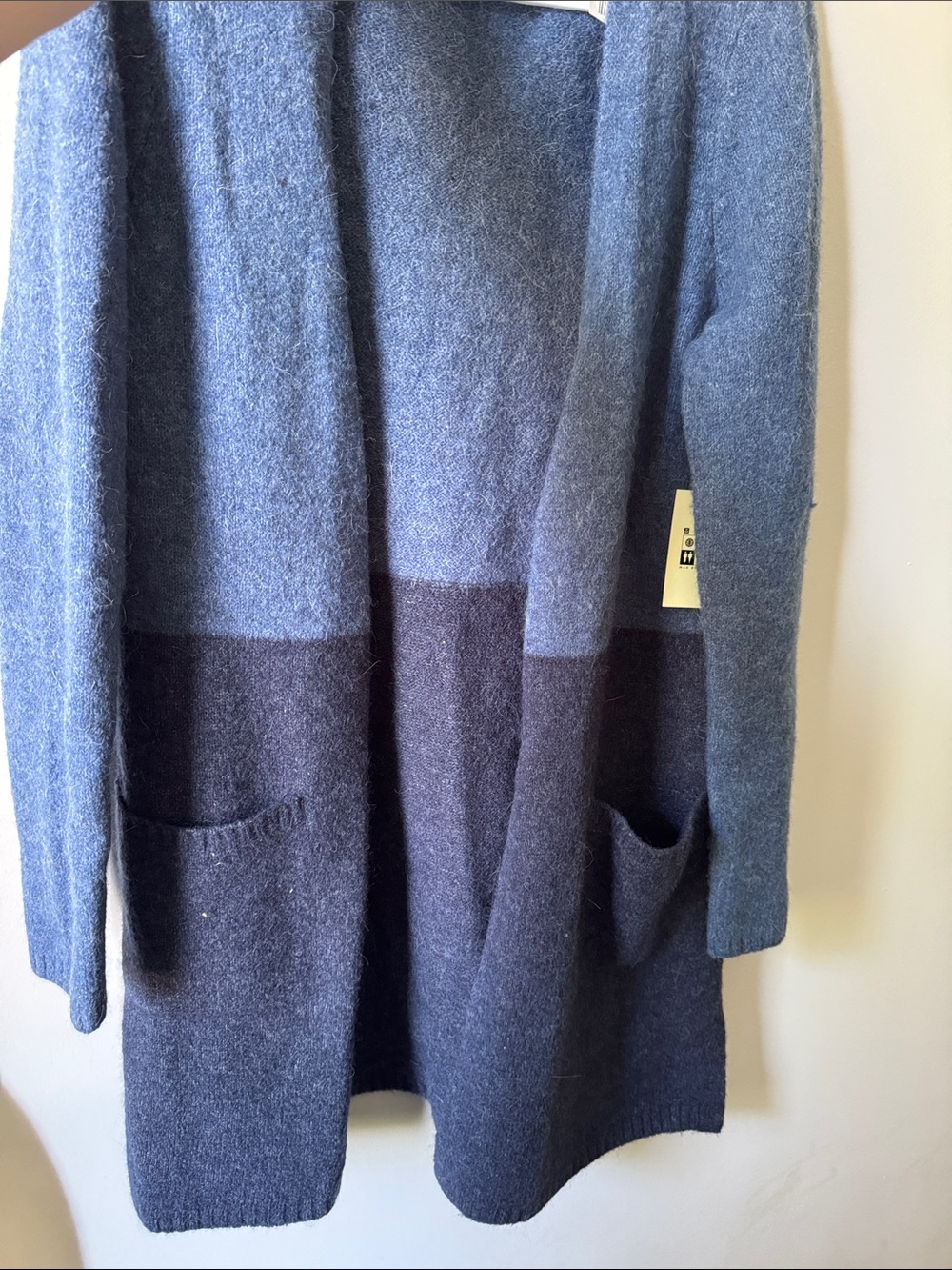 Max Studio Two-Tone Blue Open Front Women's longer Cardigan
